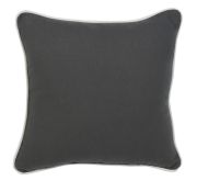 Coussin Délicatesse uni anthracite & passepoil blanc 45x45 - Autrement dit