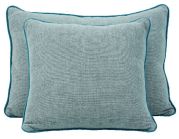 Coussin Escapade oeil de perdrix gris & finition passepoil turquoise 45x45 - Autrement dit