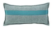 Coussin Escapade recto/verso oeil de perdrix & bande turquoise 50x25 - Autrement dit