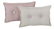 Coussin Esquisse gris boutons rose 45x30 - Autrement dit