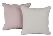 Coussin Esquisse gris passepoil rose 45x45 - Autrement dit