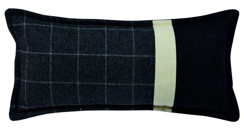 Coussin Harmonie carreaux anthracite/blanc 50x25 - Autrement dit