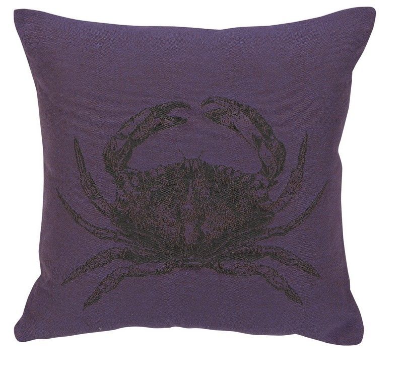 Coussin Opulence recto crabe & envers uni anthracite 45x45 - Autrement dit