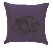 Coussin Opulence recto poisson & envers uni anthracite 45x45 - Autrement dit