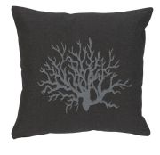Coussin Oxygène recto corail & envers uni anthracite 45x45 - Autrement dit