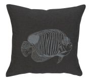 Coussin Oxygène recto poisson & envers uni anthracite 45x45 - Autrement dit