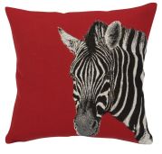 Coussin Piment motif zèbre & envers uni anthracite 45x45 - Autrement dit