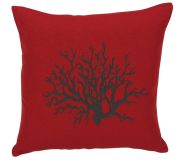 Coussin Piment recto corail & envers uni anthracite 45x45 - Autrement dit