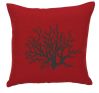 Coussin Piment recto corail & envers uni anthracite 45x45