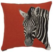 Coussin Signature motif zèbre & envers uni anthracite 45x45 - Autrement dit