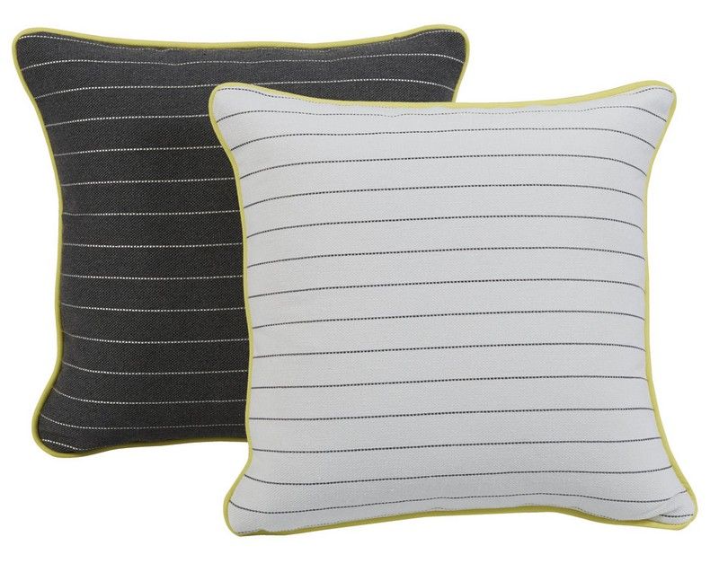Coussin Zénith rayure anthracite & finition jaune 45x45 - Autrement dit