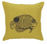 Coussin Zénith recto poisson & envers uni anthracite 45x45 - Autrement dit