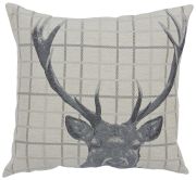 Coussin cerf fond à carreaux Contours 65x65 - Autrement dit