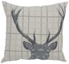 Coussin cerf fond à carreaux Contours 65x65