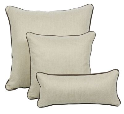 Coussin chevron beige passepoil taupe Oka 65x65 - Autrement dit