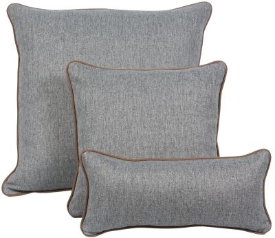 Coussin chevron gris passepoil camel Contours 65x65 - Autrement dit