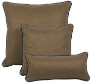 Coussin chevron mordoré passepoil bleu Fifty 50x25 - Autrement dit