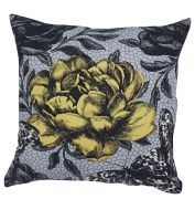 Coussin fleur noir et jaune Farandole 45x45 - Autrement dit