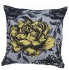 Coussin fleur noir et jaune Farandole 45x45