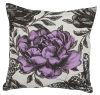 Coussin fleur noir et parme Farandole 45x45