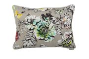 Coussin fleuri multicolore passepoil sable Festival 60x45 - Autrement dit