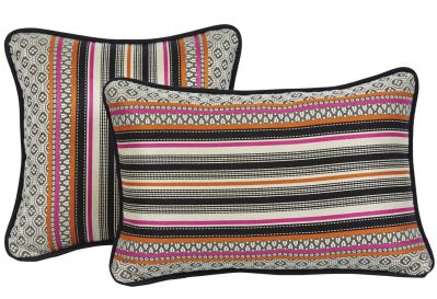 Coussin rayé multicolore fuchsia et orange Farandole 45x30 - Autrement dit