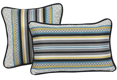 Coussin rayé multicolore jaune et bleu Farandole 45x30 - Autrement dit