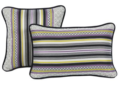 Coussin rayé multicolore parme et vert Farandole 30x30 - Autrement dit