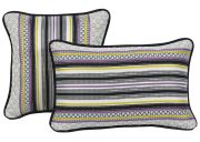 Coussin rayé multicolore parme et vert Farandole 45x30 - Autrement dit