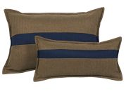 Cousssin chevron mordoré + bande bleu Fifty 50x25 - Autrement dit