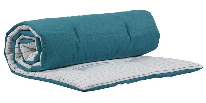 Edredon Cabanon double face rayure tennis blanc & une face turquoise 220x70 - Autrement dit