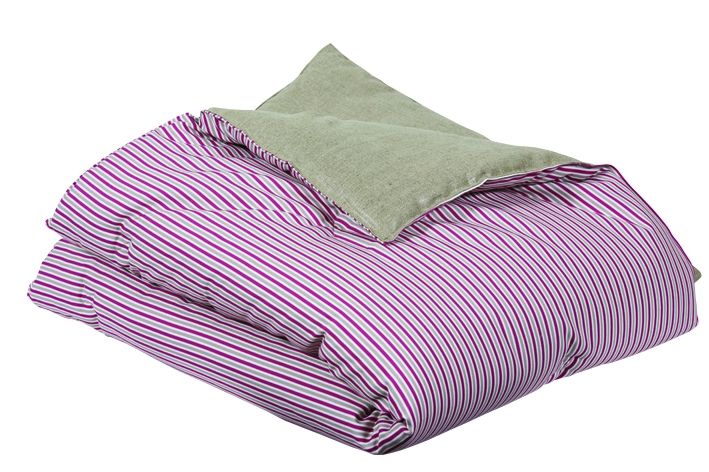 Edredon Céleste double face lin glacé & rayé rose 180x130 - Autrement dit