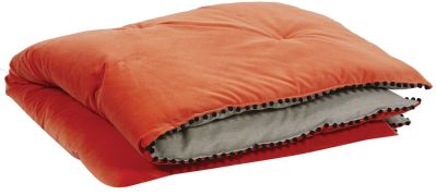 Edredon velours orange + pompons noirs Farandole 160x130 - Autrement dit