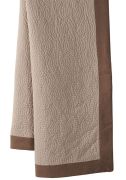 Plaid Fibule piqué de sable bandes rapportées chocolat coton 140x170 - Autrement dit