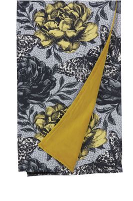 Plaid fleurs noir et jaune Farandole 130x170 - Autrement dit