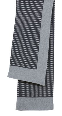 Plaid laine petits carreaux gris Contours 130x170 - Autrement dit