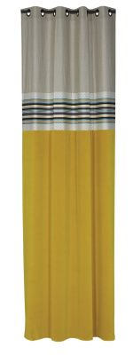 Rideau velours jaune et lin naturel Farandole 140x270 - Autrement dit